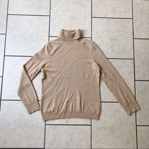 Talbots • pure cashmere camel caramel tan turtleneck sweater, M